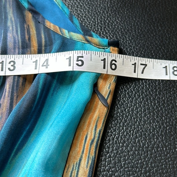 Paper Crown Striped Blue and Tan Midi Dress - Picture 15 of 16